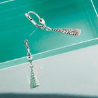 10K White Gold Polished/Textured Leverback Dangle Earrings