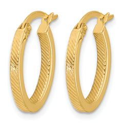 10K Polished and Textured Oval Hoop Earrings