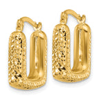 10K Polished and Diamond-cut Square Hoop Earrings