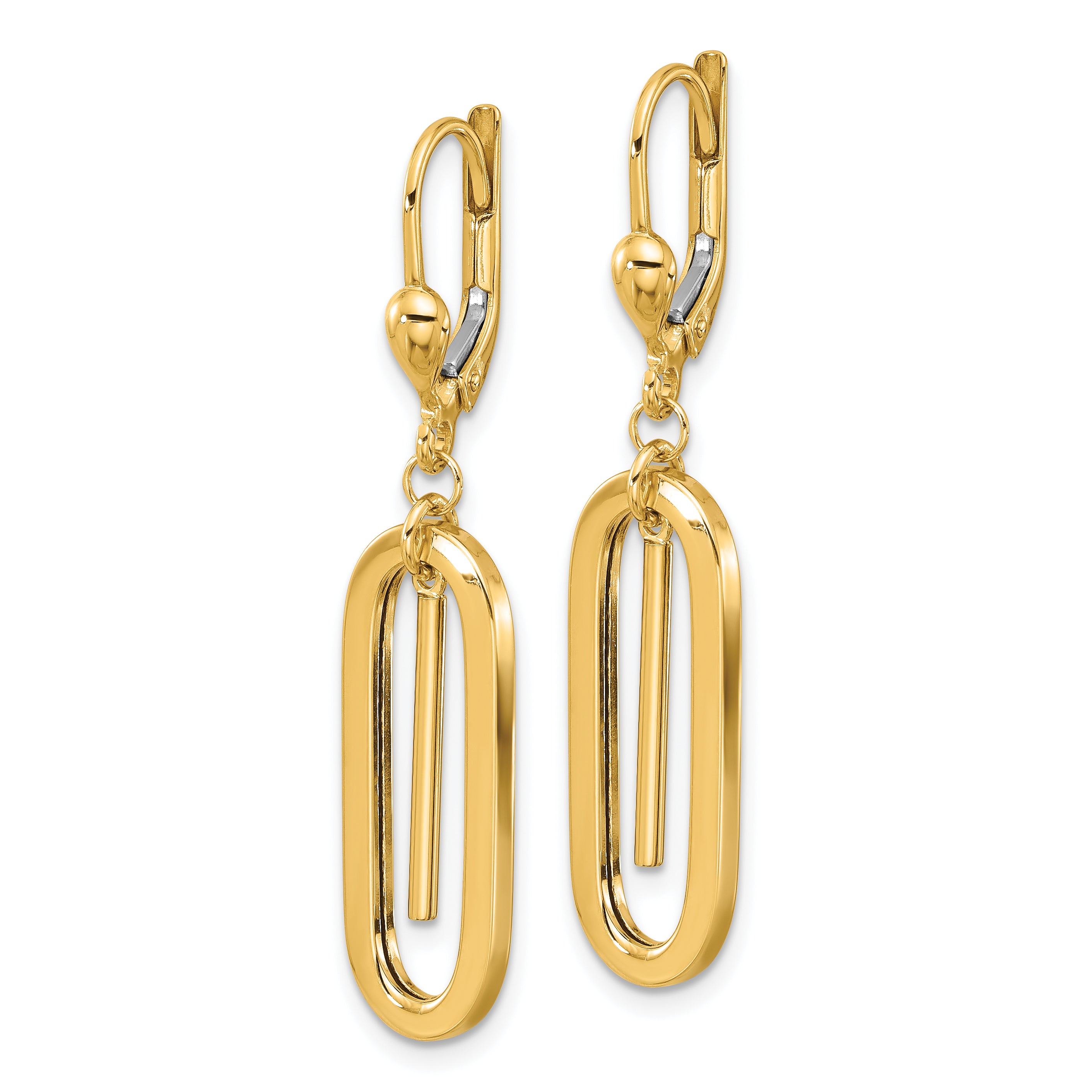 10K Polished Dangle Leverback Earrings Secondary image