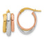 10K with White Rhodium and Rose Gold Plating Polished 3 Row Oval Hoop Earrings