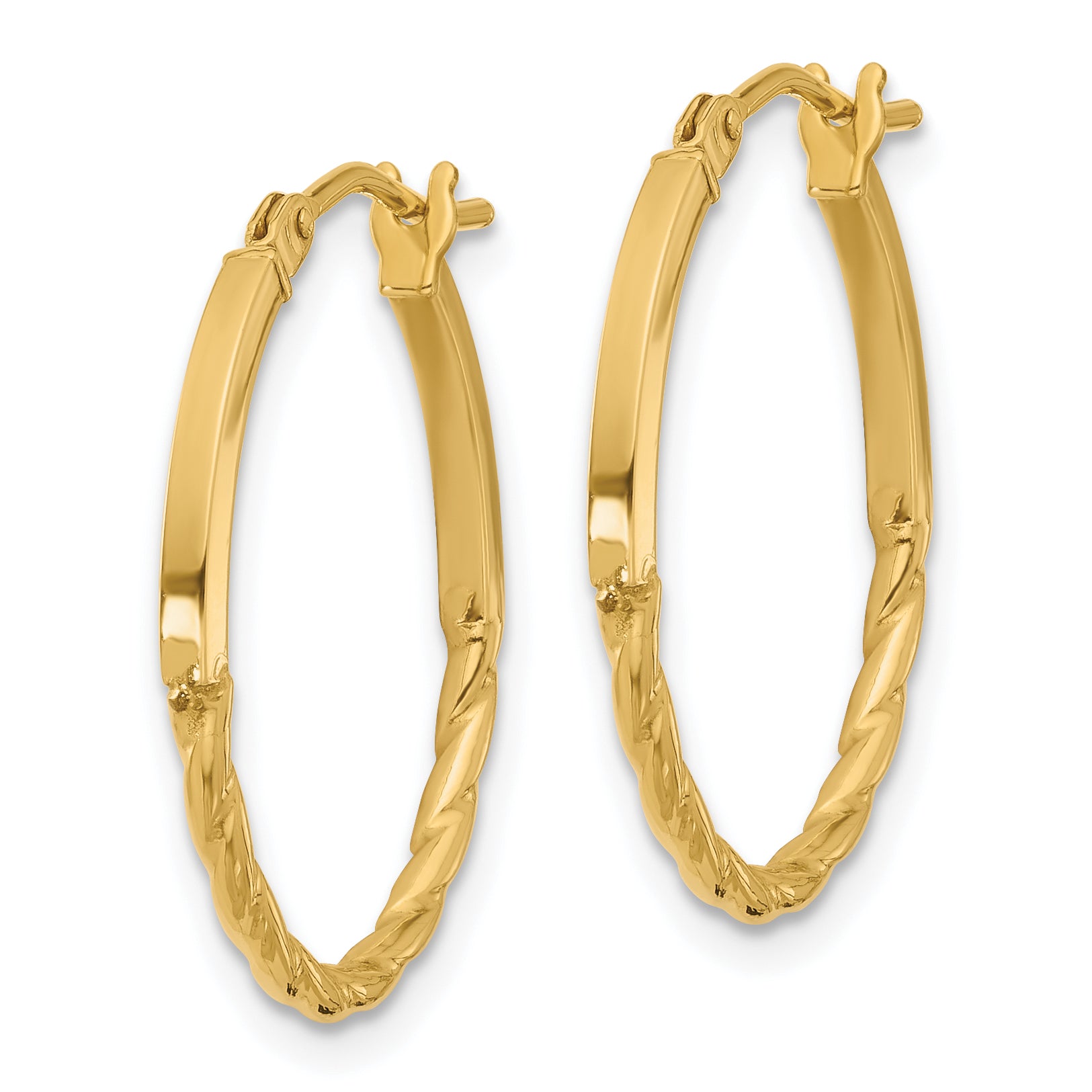10K Polished Twist Oval Hoop Earrings Secondary image