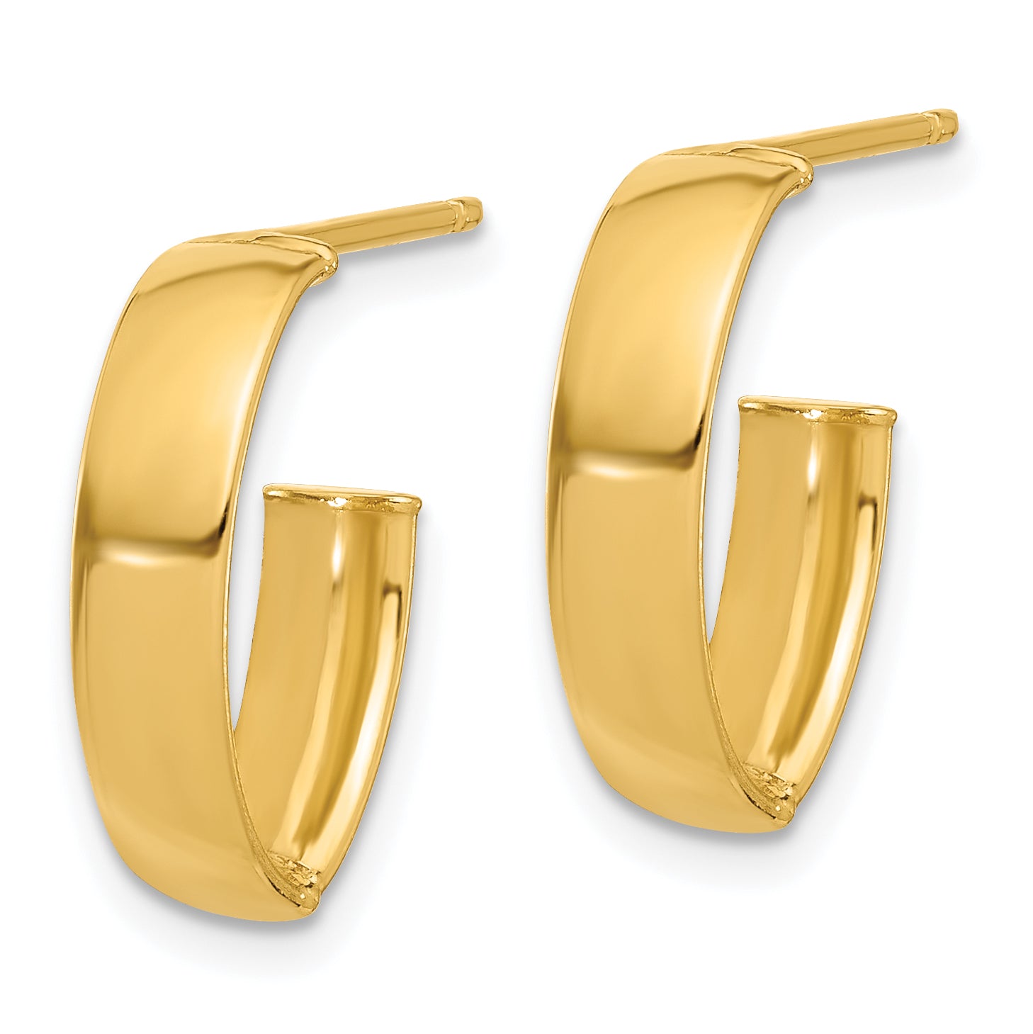 10K Polished J-Hoop Post Earrings Secondary image