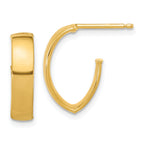 10K Polished J-Hoop Post Earrings