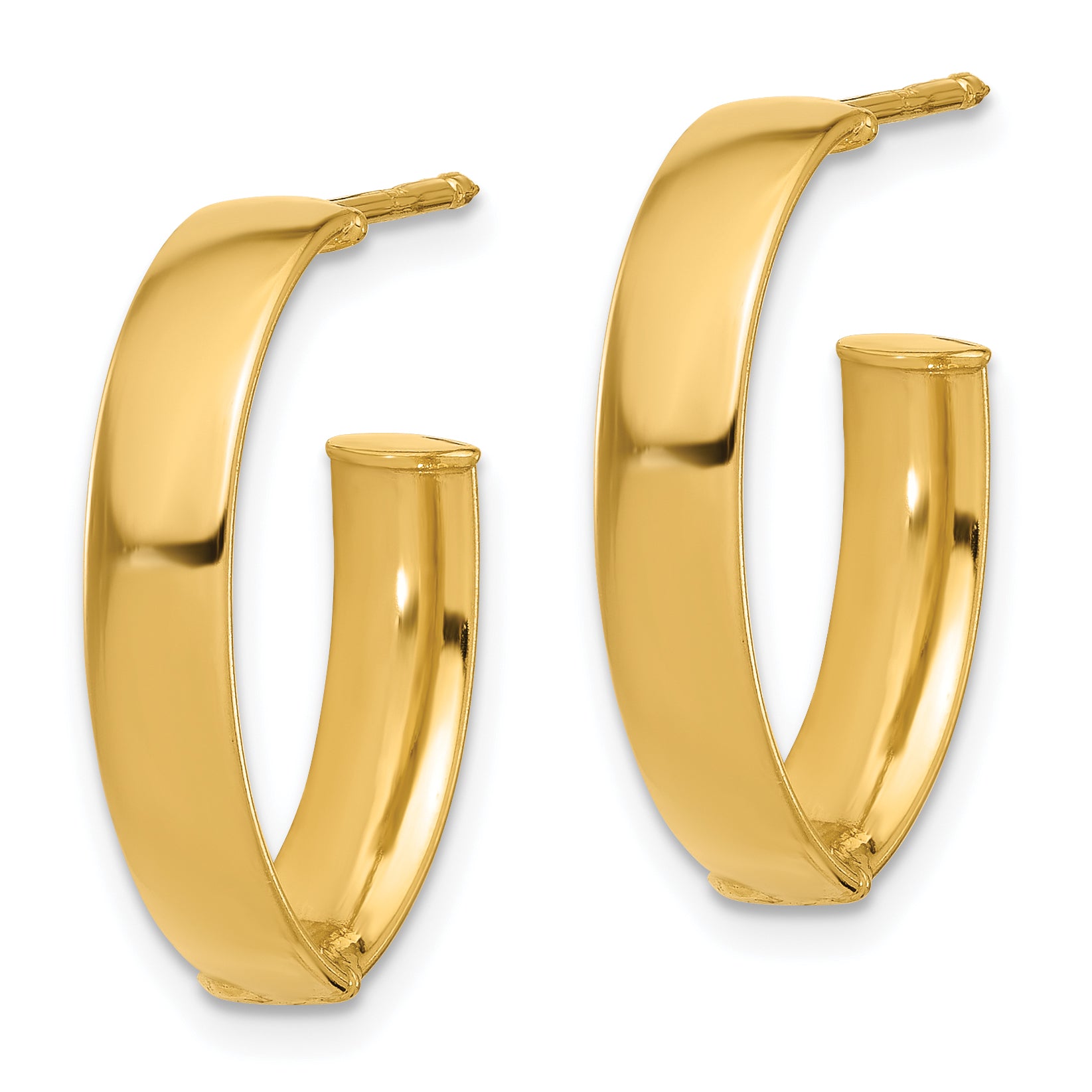 10K Polished  J-Hoop Post Earrings Secondary image