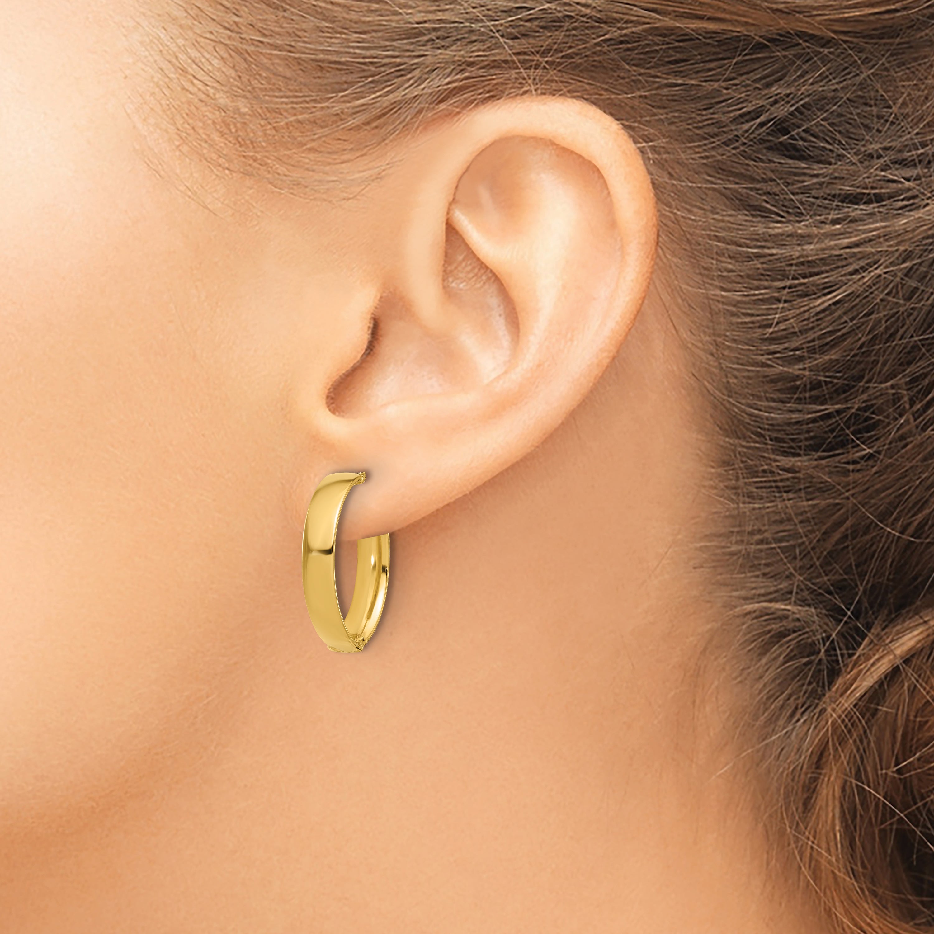 10K Polished  J-Hoop Post Earrings