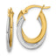 10K with Rhodium Polished and Textured Fancy Hoop Earrings