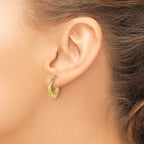 10K Polished and Diamond-cut Fancy Hoop Earrings