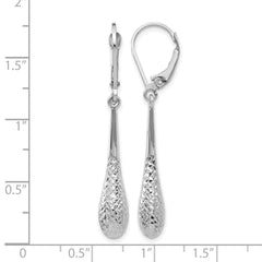 10K White Gold Polished and D/C Leverback Earrings