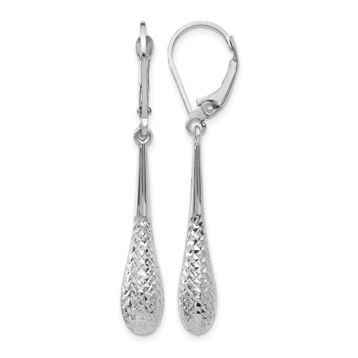 Leverback Earrings in 10K White Gold, Diamond-Cut - Sophia Jewelers Main image
