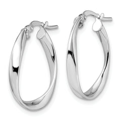 10K with White Rhodium Plating Polished Hoop Earrings