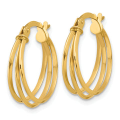 10K Polished 3-row Round Hoop Earrings
