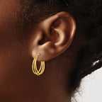 10K Polished 3-row Round Hoop Earrings