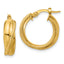 10K Polished and Textured Round Hoop Earrings