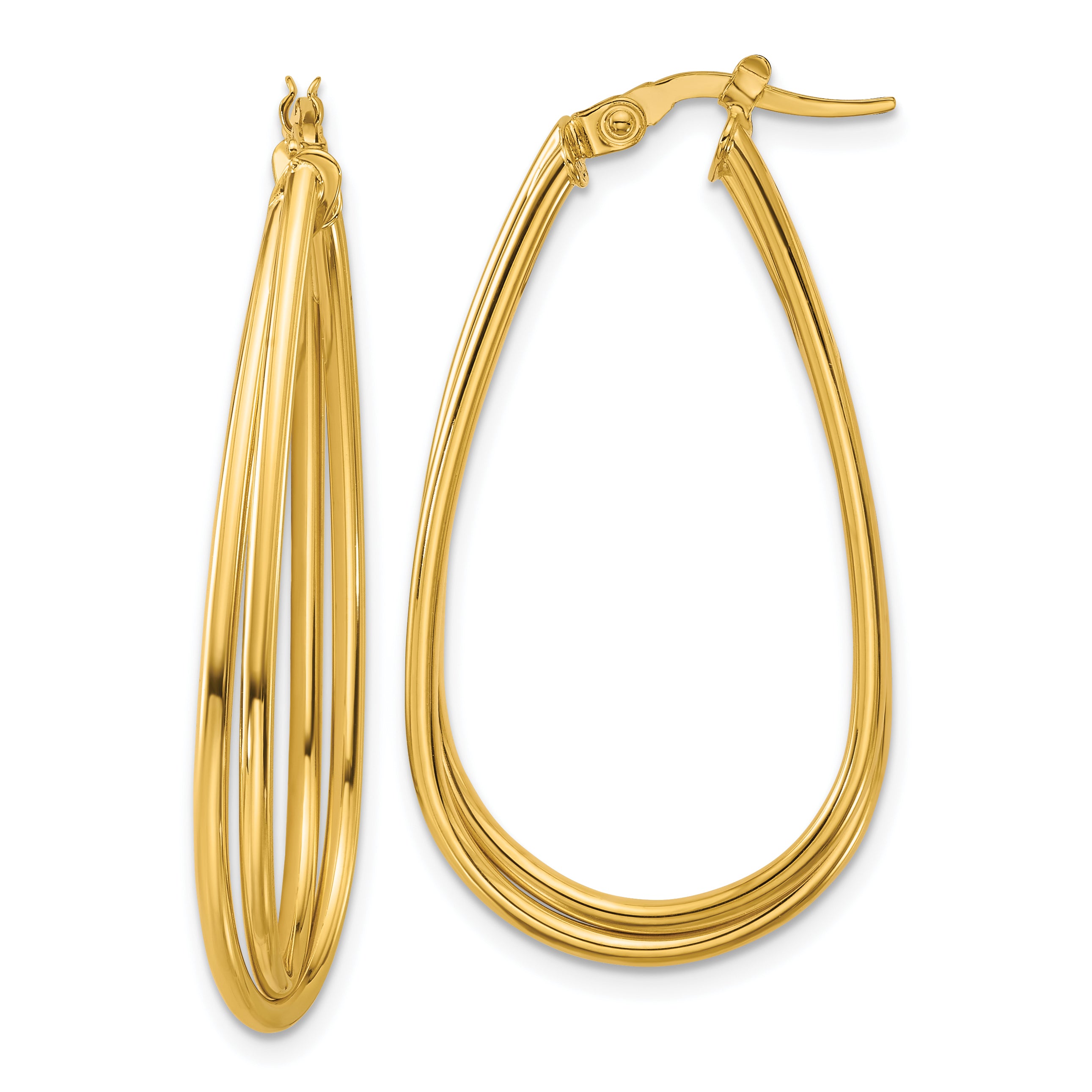 10K Polished Twist Teardrop Hoop Earrings