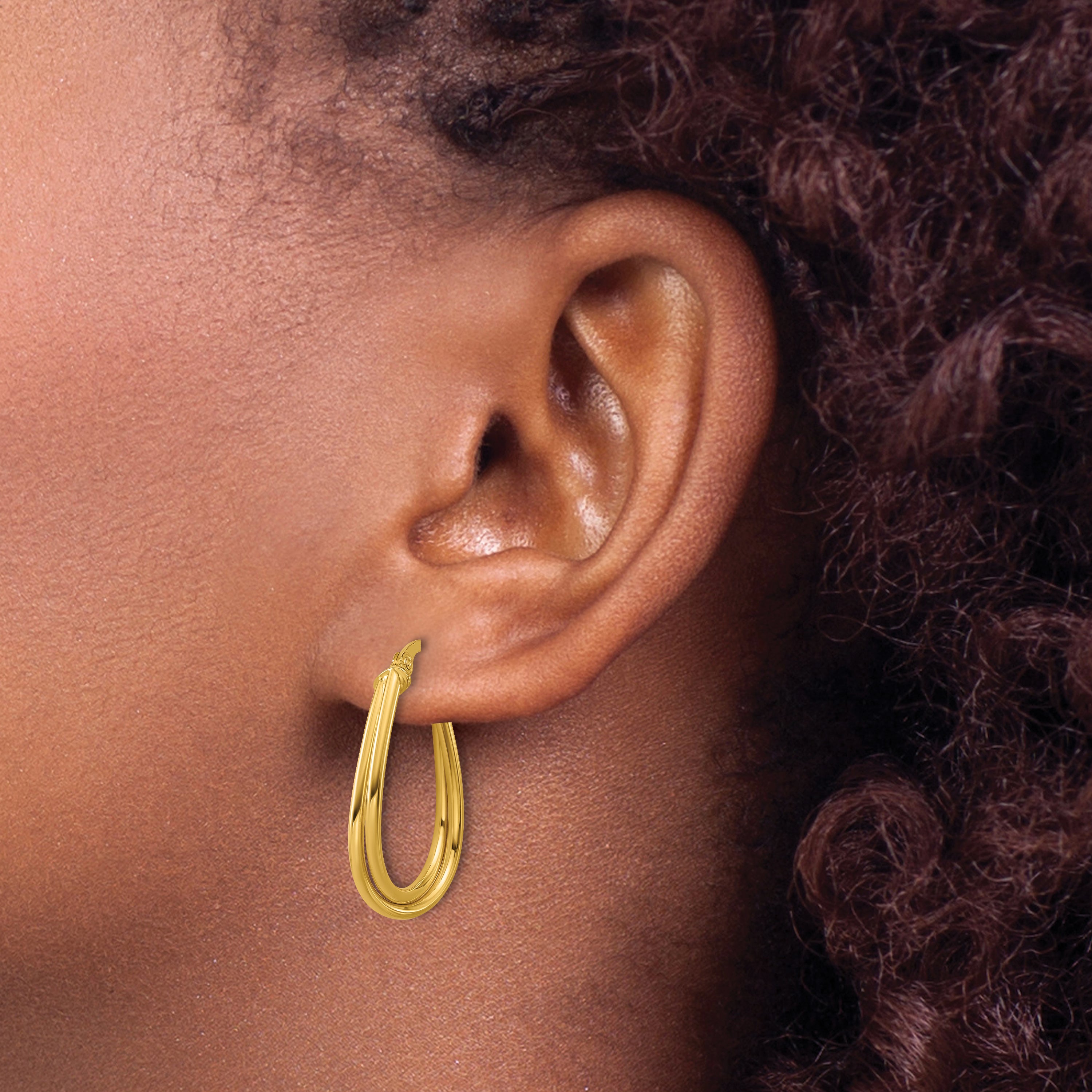 10K Polished Twist Teardrop Hoop Earrings
