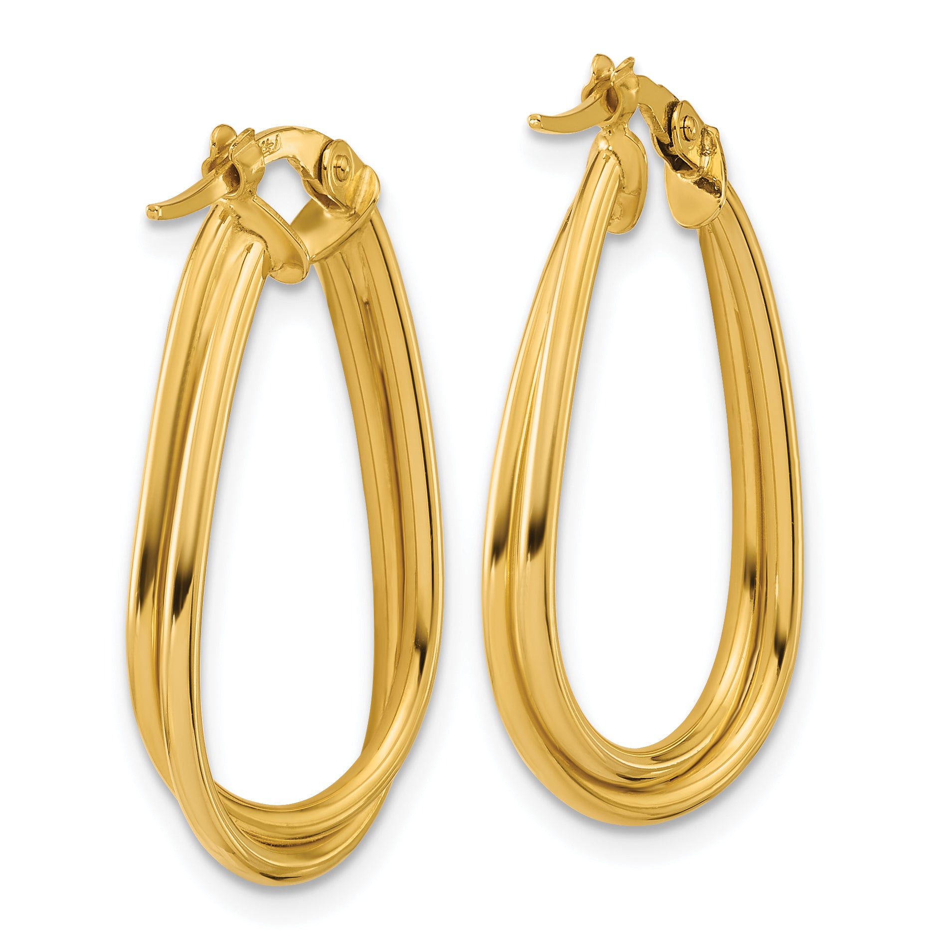 10K Polished Twist Teardrop Hoop Earrings