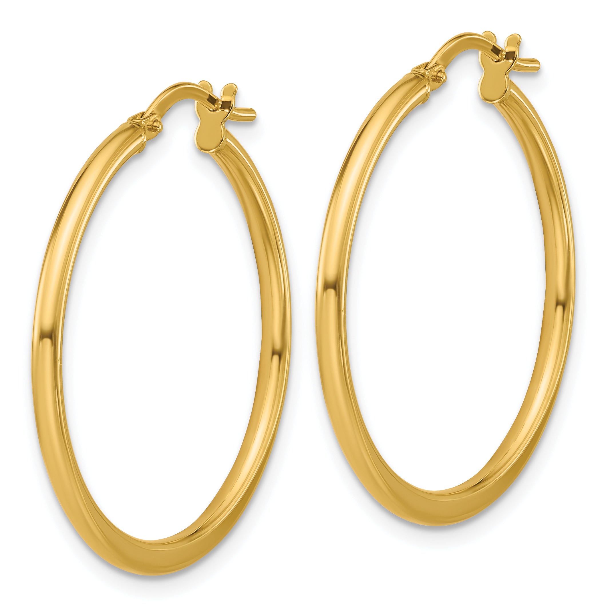 10K Polished Round Hoop Earrings