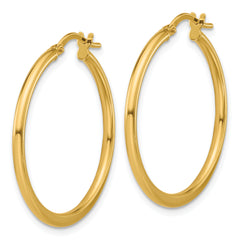 10K Polished Round Hoop Earrings