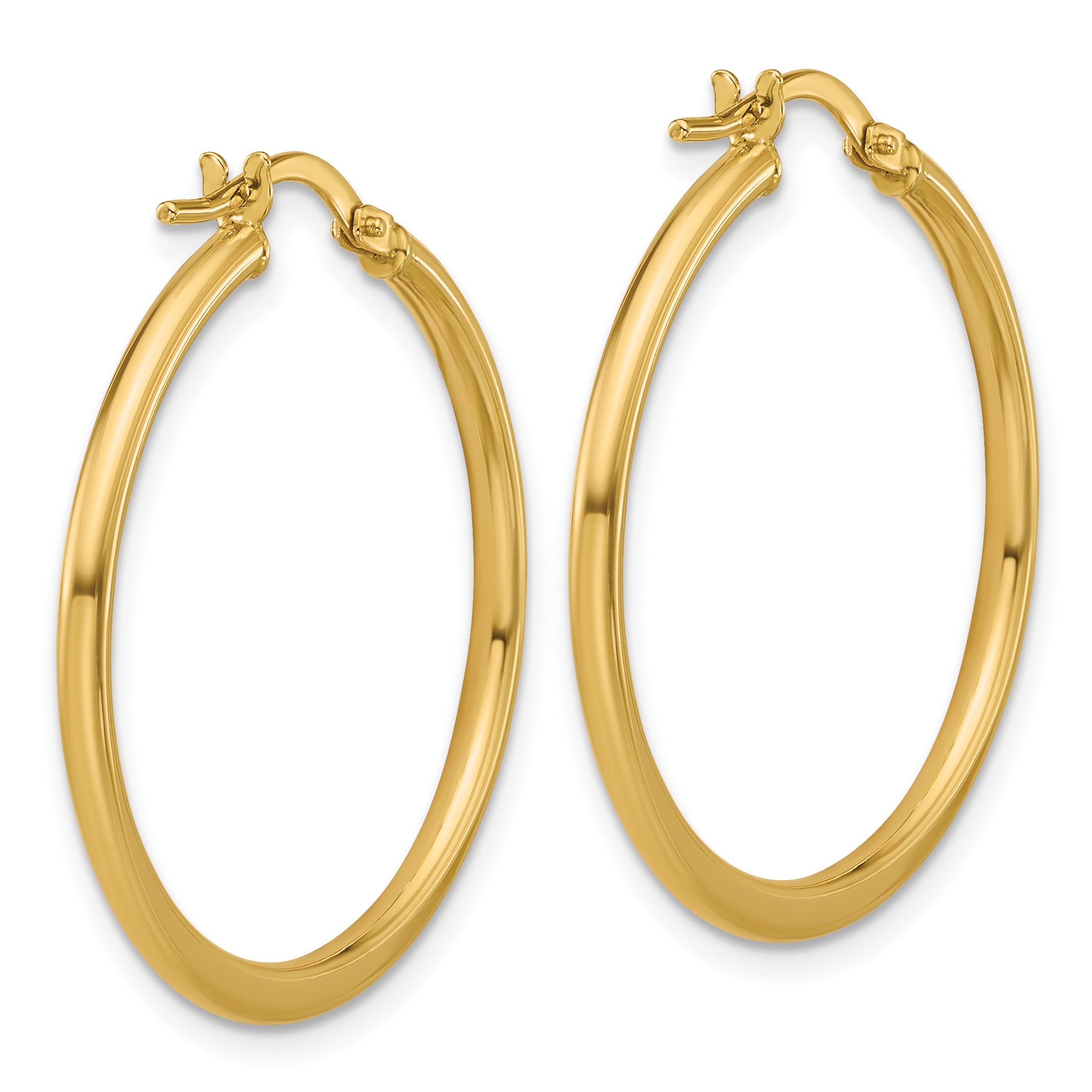 10K Polished Round Hoop Earrings