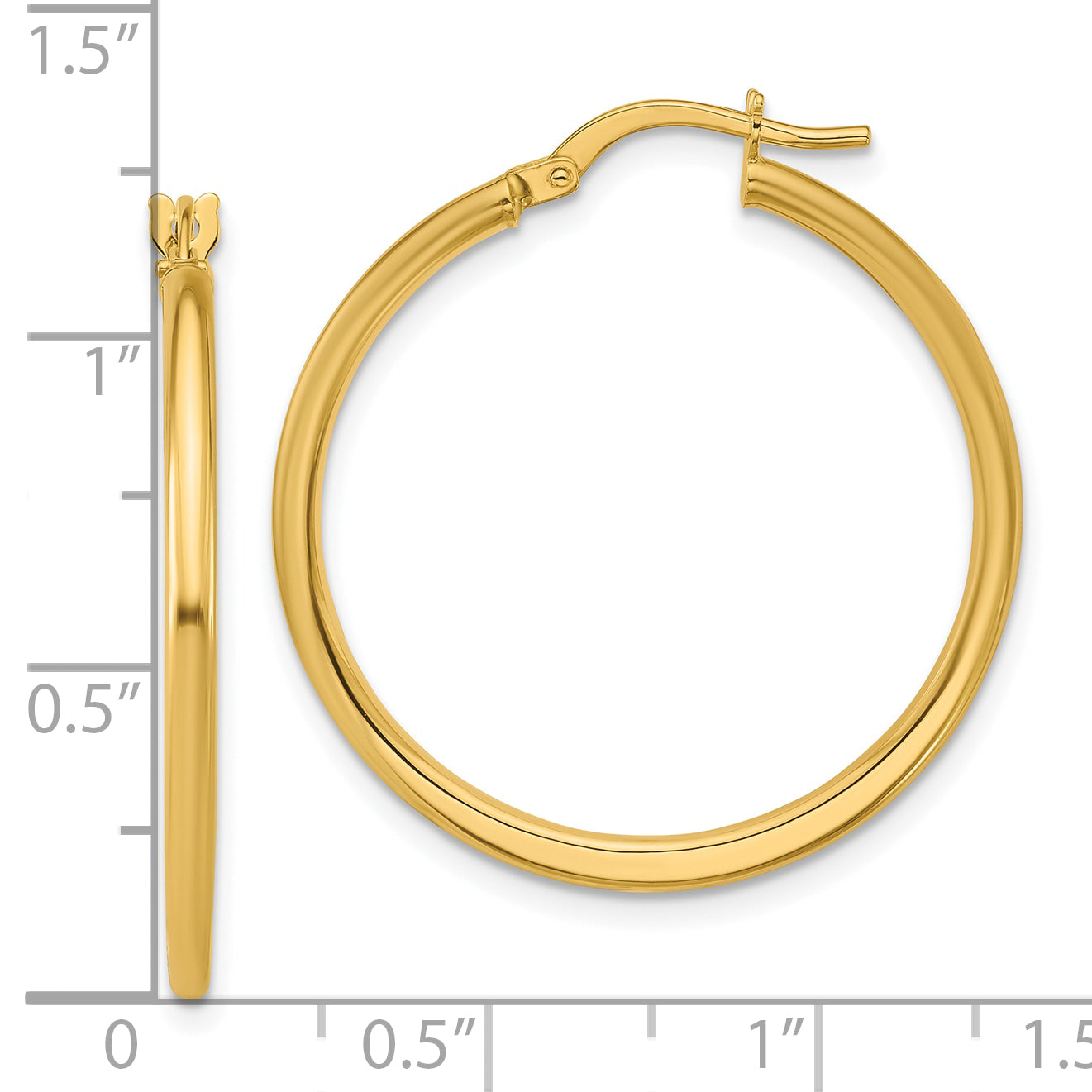 10K Polished Round Hoop Earrings