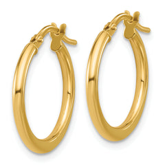 10K Polished Round Hoop Earrings
