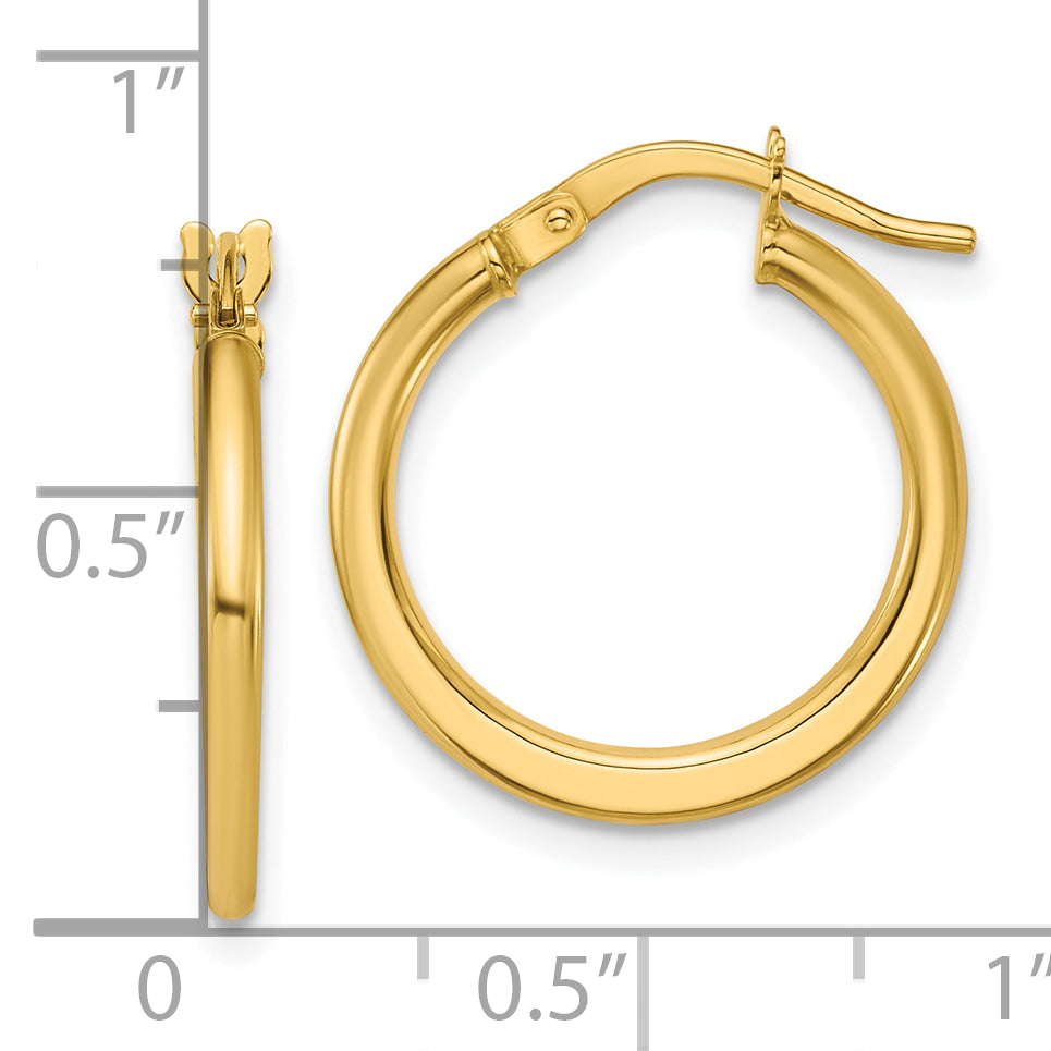 10K Polished Round Hoop Earrings