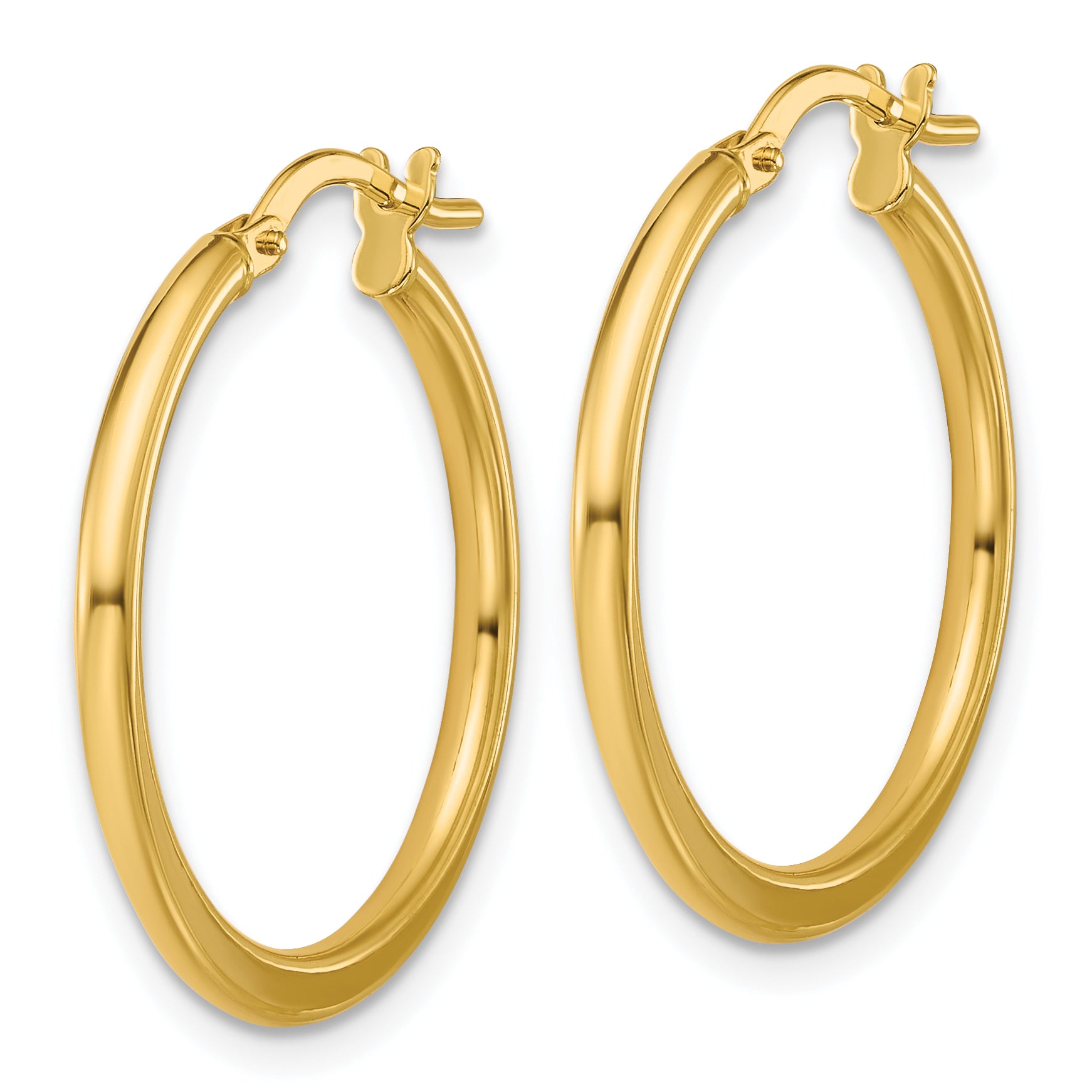 10K Polished Round Hoop Earrings