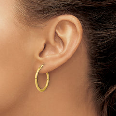 10K Polished Round Hoop Earrings