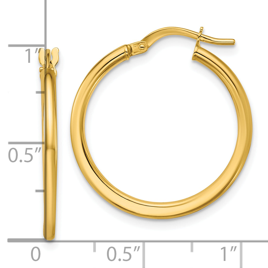 10K Polished Round Hoop Earrings