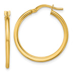 10K Polished Round Hoop Earrings