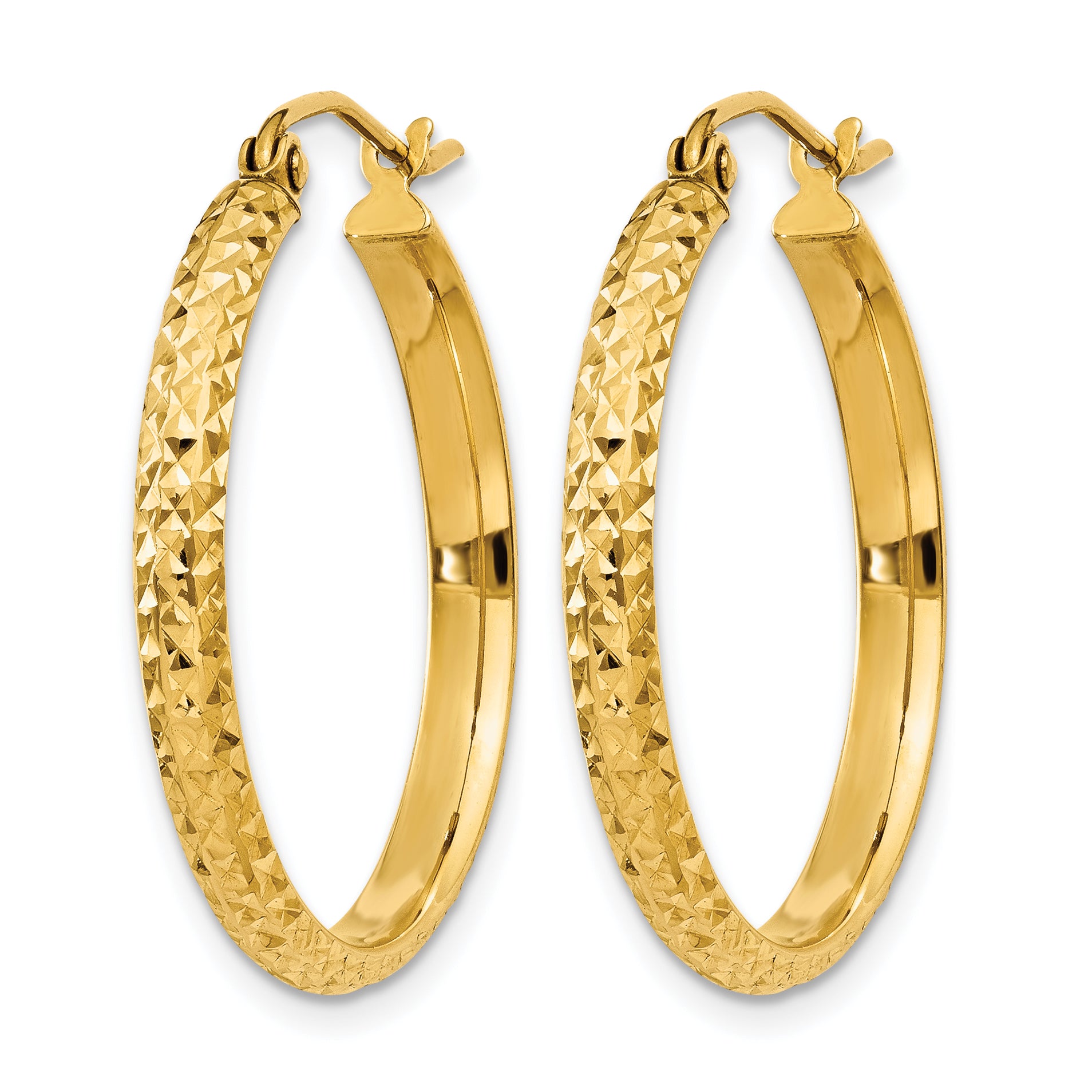 10k D/C 2.8x25mm Hollow Hoop Earrings Secondary image