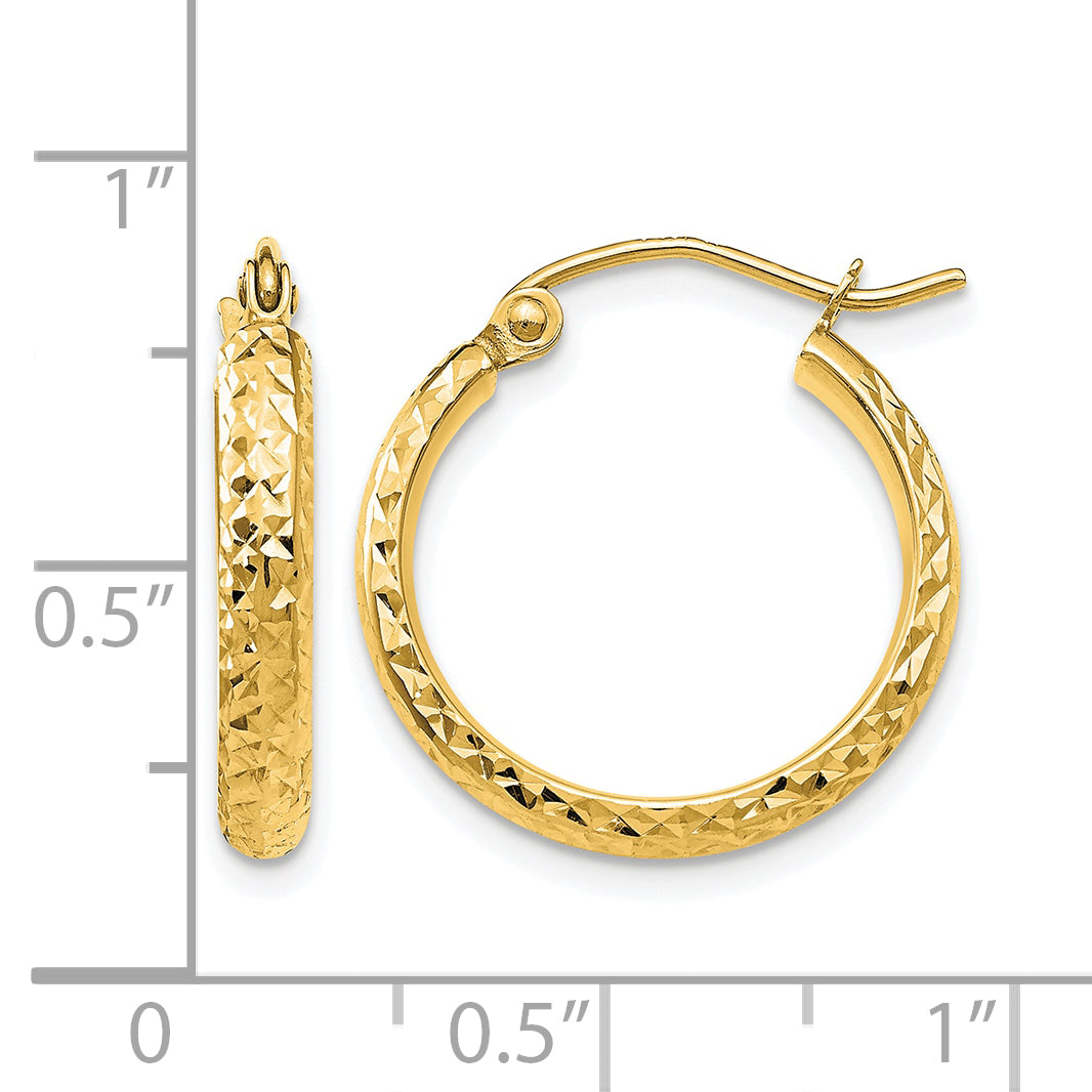 10k D/C 2.8x18mm Hollow Hoop Earrings