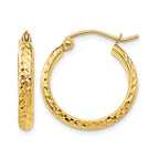 10k D/C 2.8x18mm Hollow Hoop Earrings