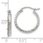 10k White Gold D/C 2.8x18mm Hollow Hoop Earrings