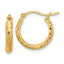 10k Diamond-cut 2.8x15mm Hollow Hoop Earrings