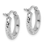 10k White Gold D/C 2.8x15mm Hollow Hoop Earrings