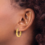 10k Small 3mm D/C Edge Polished Hoop Earrings