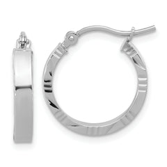 10k White Gold Small 3mm D/C Edge Polished Hoop Earrings