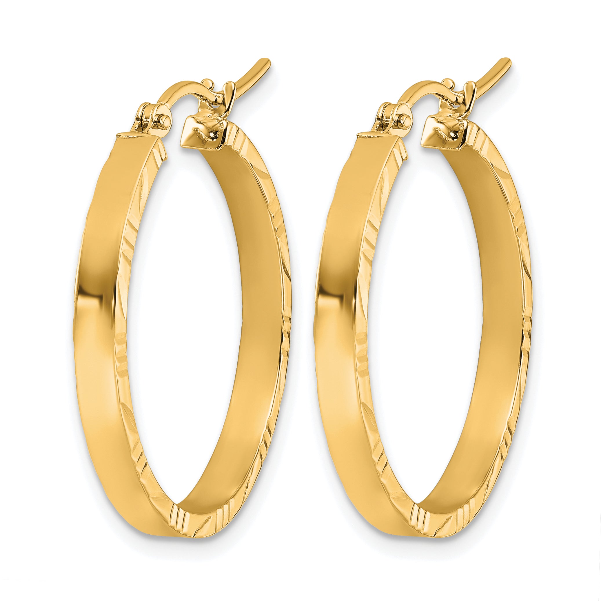 10k D/C Edge Medium 3mm Polished Hoop Earrings Secondary image