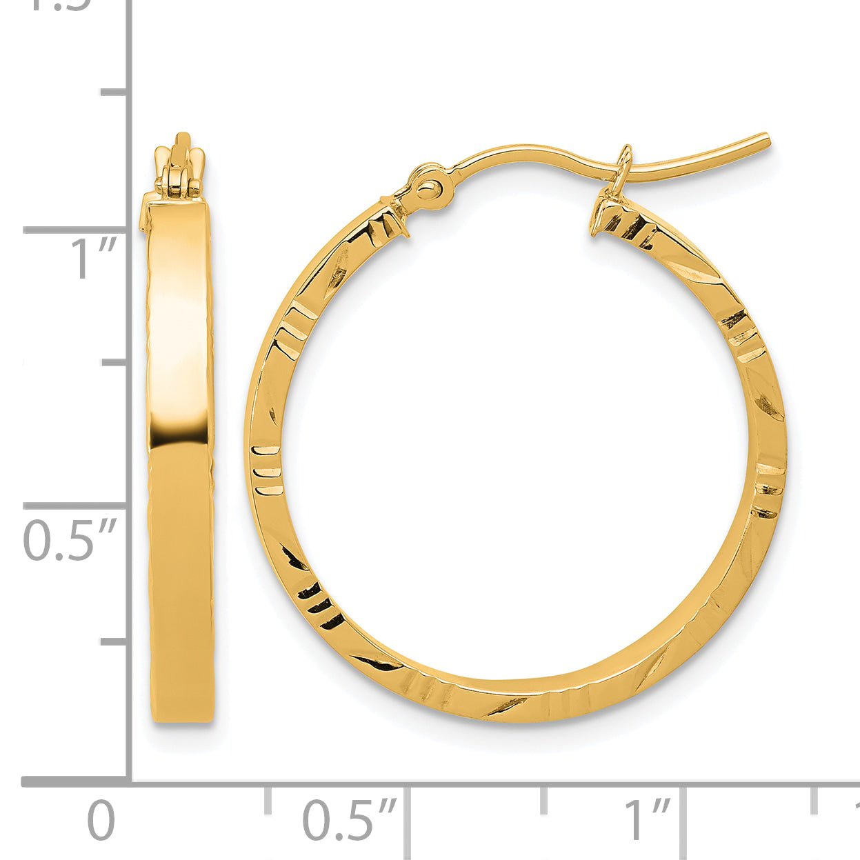 10k D/C Edge Medium 3mm Polished Hoop Earrings