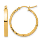 10k D/C Edge Medium 3mm Polished Hoop Earrings