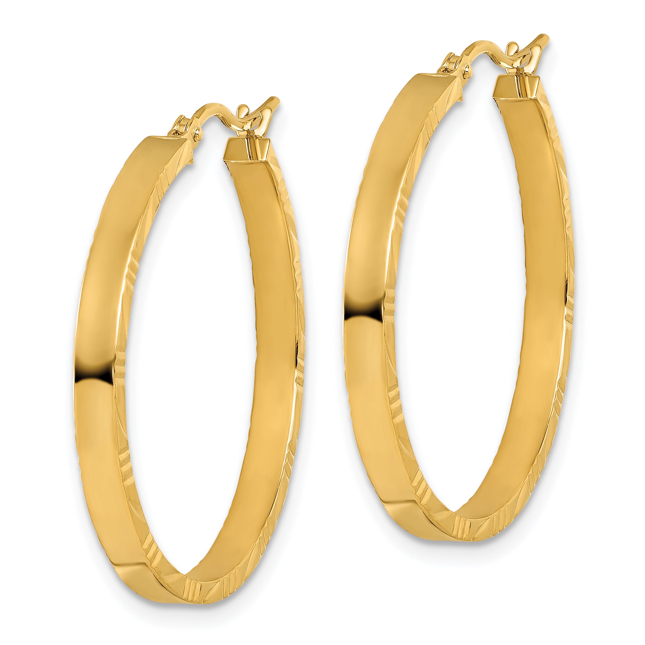 10k D/C Edge Large 3mm Polished Hoop Earrings Secondary image