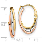 10K Tri-color Polished Hoop Earrings