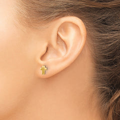 10K Polished Cross Post Earrings