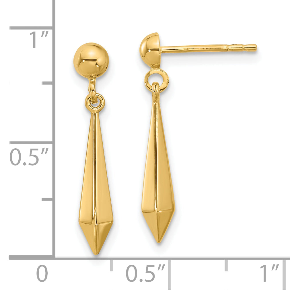 10K Polished Post Dangle Earrings