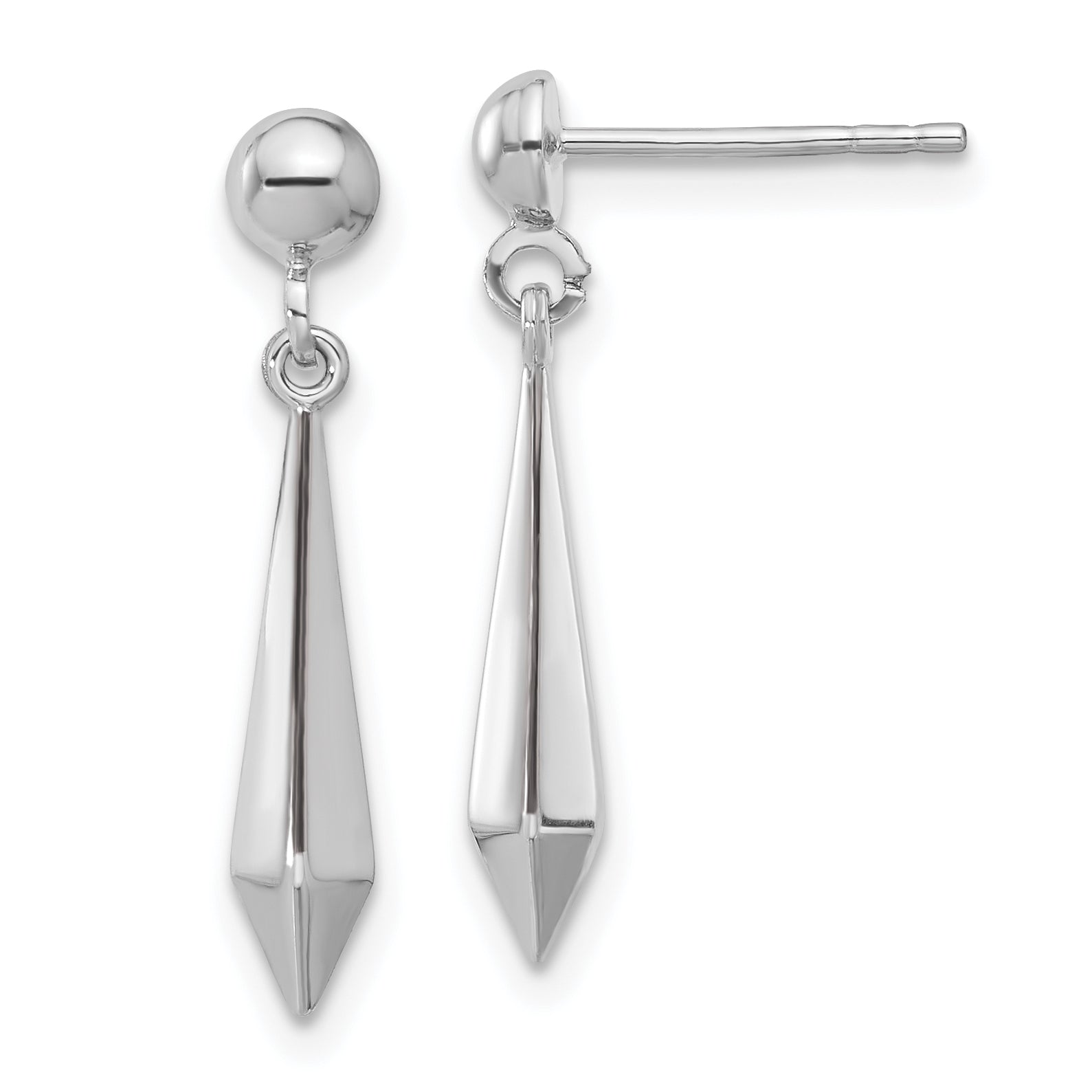 10K White Gold Polished Post Dangle Earrings Main image