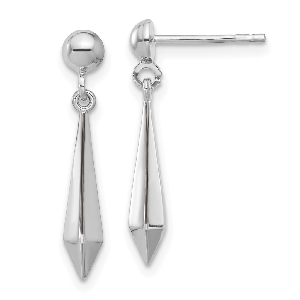 10K White Gold Polished Post Dangle Earrings