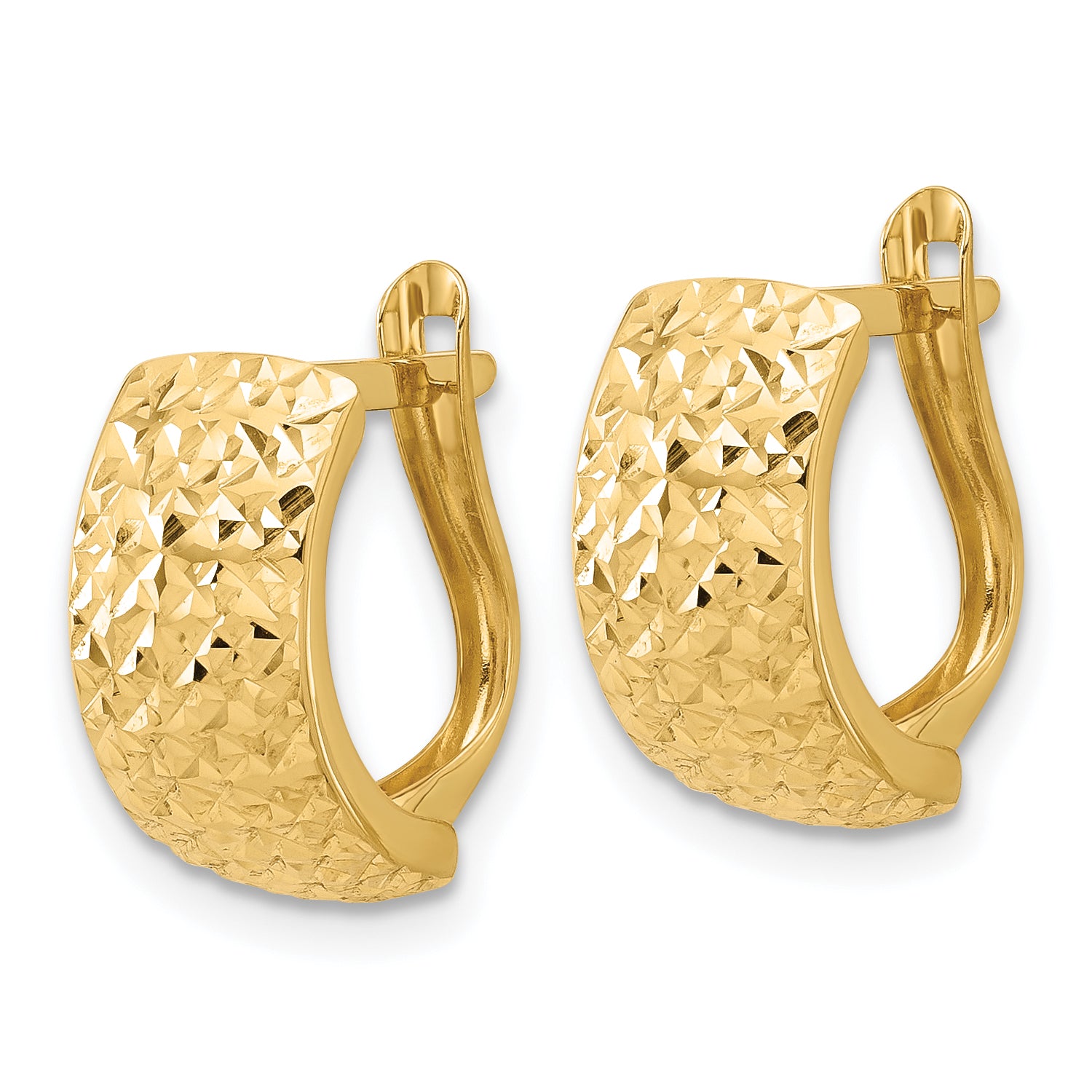 10K Polished and Diamond-cut Omega Back Earrings Secondary image