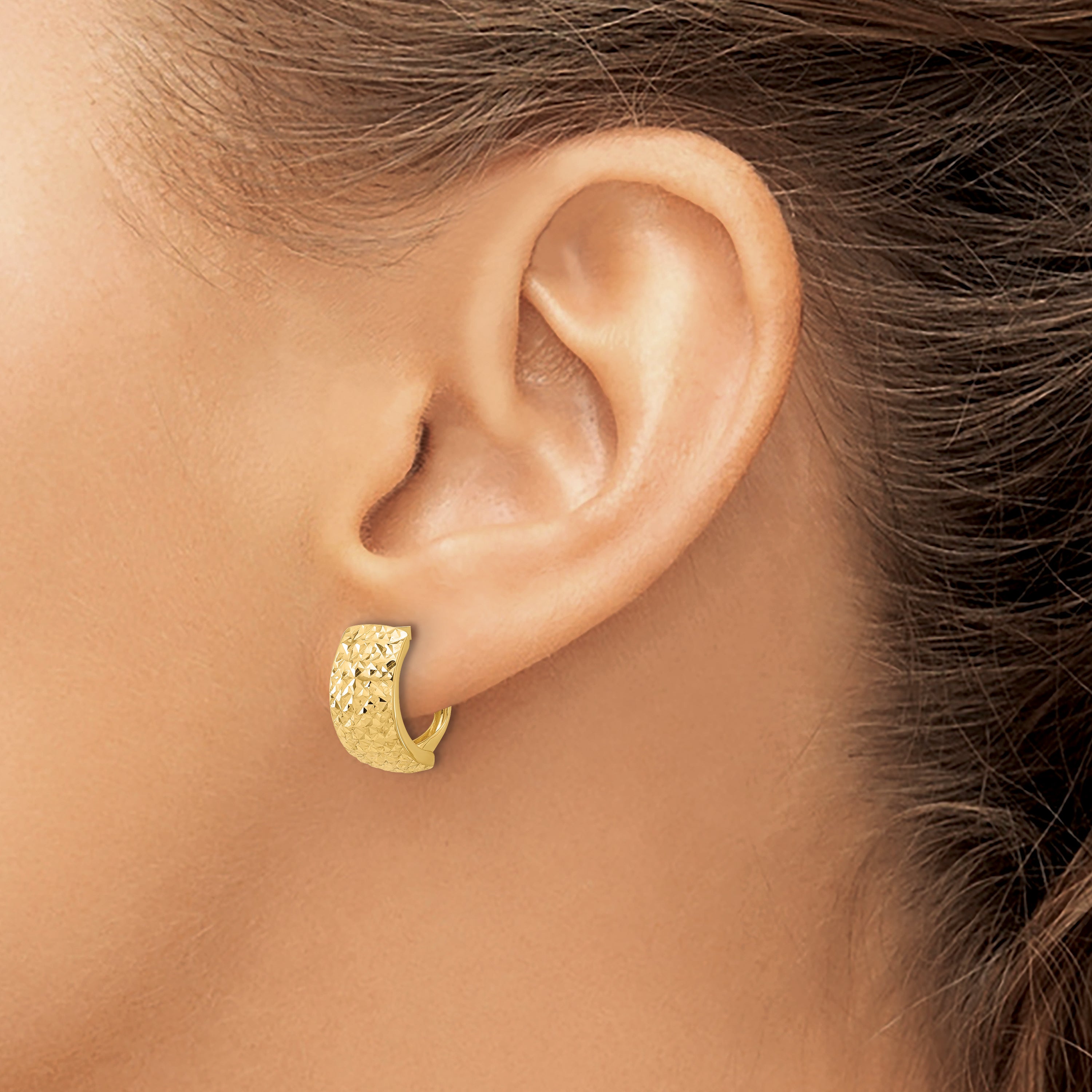 10K Polished and Diamond-cut Omega Back Earrings